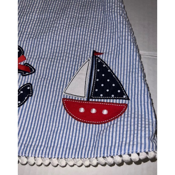 GoodLad girls striped seersucker ruffled nautical,sailboat,crab,anchor dress 2T - Picture 3 of 7